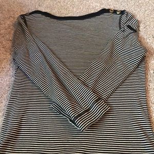 3 quarter tee black and white stripe